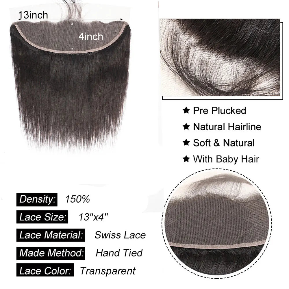Straight Lace Closure Human Hair Transparent